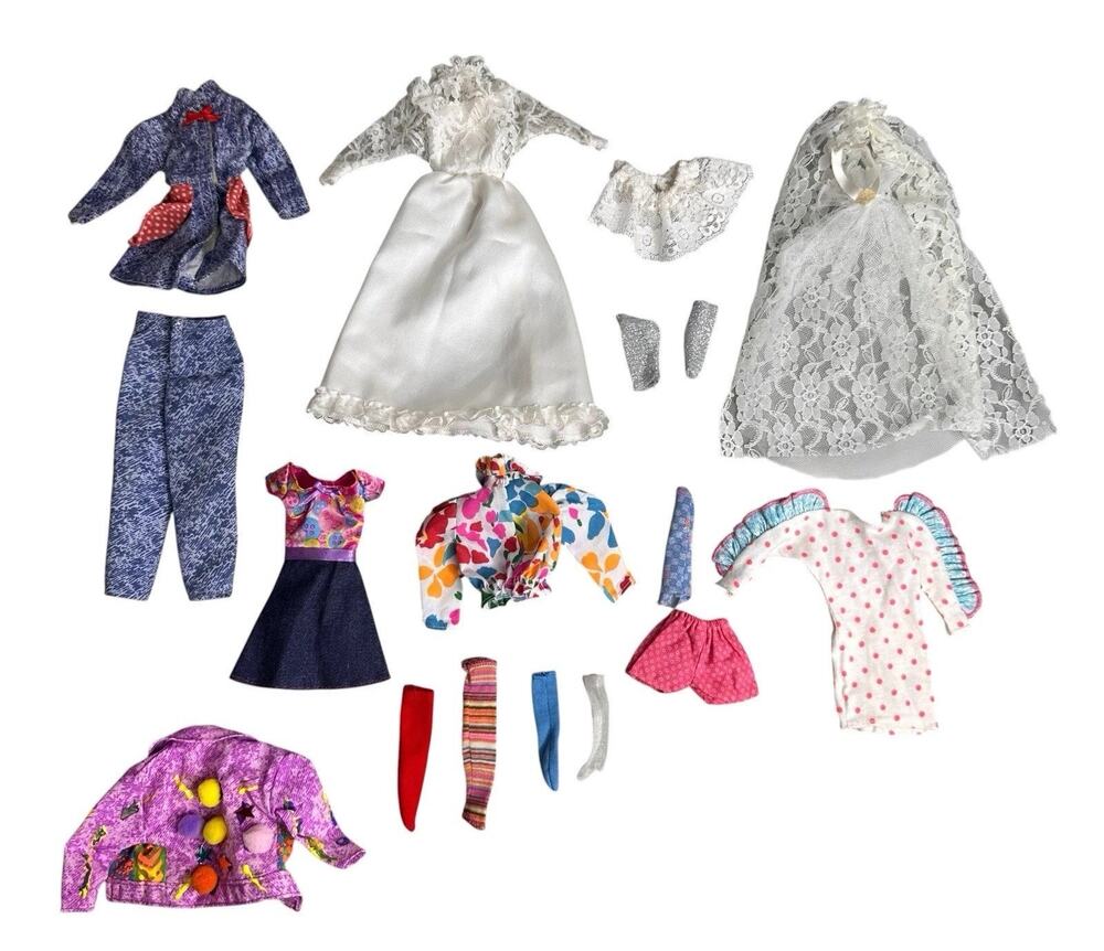 Barbie Doll Clothing Lot Dresses Tops Pants Wedding Dress Jackets Vintage